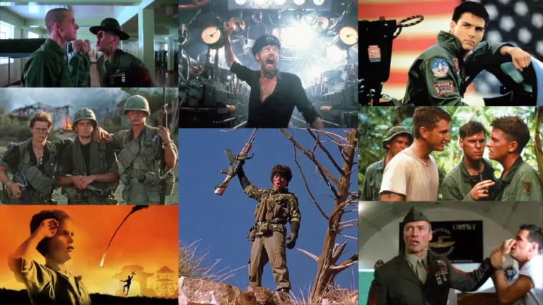 1980s war movies: Full Metal Jacket, Platoon, Empire of the Sun, Das Boot, Red Dawn, Top Gun, Casualties of War, Heartbreak Ridge