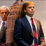 Roy Cohn and Donald Trump in front of the Empire State Building