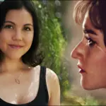 Director Natalie Erika James and Julia Garner in the Apartment 7A poster
