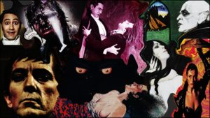 Dracula movies including Near Dark, Barnabas Collins as Dark Shadow, Lair of the White Worm, and Nosferatu the Vampire (Vampyr)