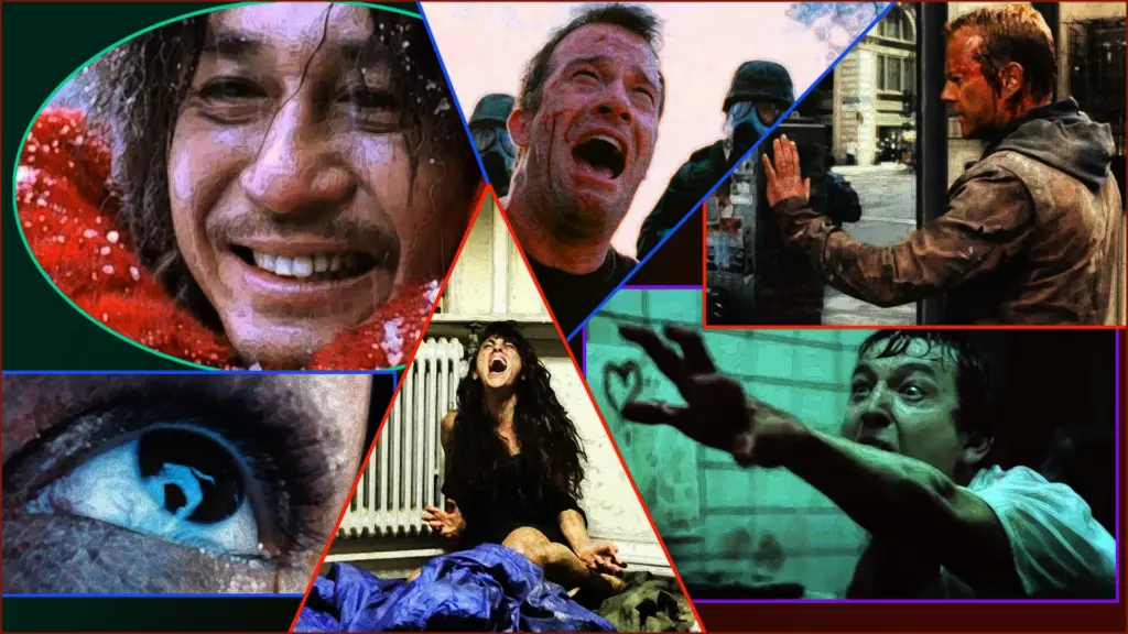 Images from Oldboy, Mirrors, The Mist, Martyrs, Saw, and Dread
