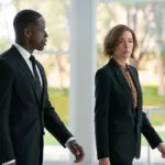 Agent Xavier Collins (Sterling K Brown) and Sinatra (Jullianne Nicholson). (Disney/Brian Roedel)
